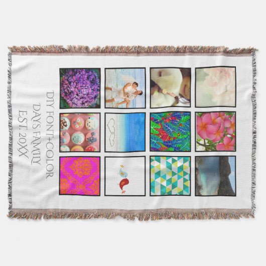 インスタグラム！12枚の写真ブランケット スローブランケット (正面)