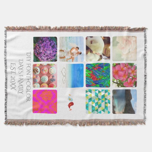 インスタグラム！12枚の写真ブランケット スローブランケット (正面)