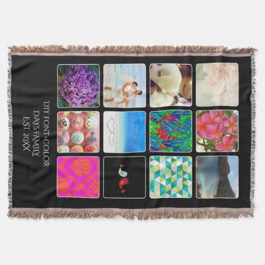 インスタグラム！12枚の写真ブランケット スローブランケット (正面)