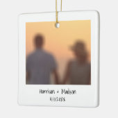 インスタントカジュアルフォト名の日付クリスマス セラミックオーナメント (左)