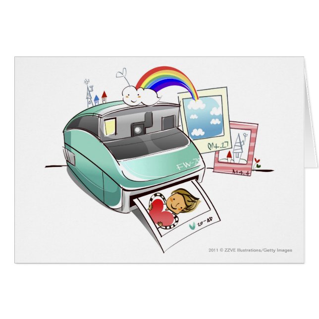 インスタントカメラから出る写真 (正面横)