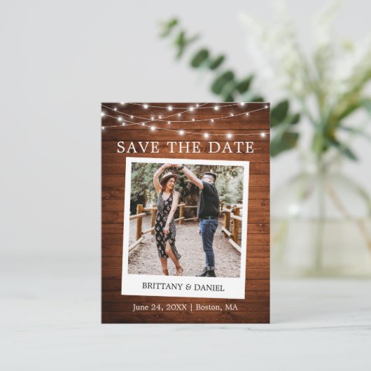 インスタントカメラのフォトウッドライトで日付を保存 ポストカード (スタンド正面)