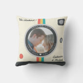 インスタントカメラカップルの写真ユニーク記念日 クッション (裏面)