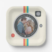 インスタントカメラカップルユニークの結婚写真 ペーパープレート (正面)