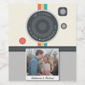 インスタントカメラカップルユニークの結婚写真 ワインラベル (シングルラベル)