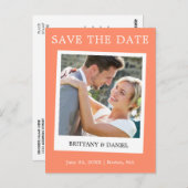 インスタントカメラスタイルの写真でSave The Date コーラル ポストカード (正面/裏面)