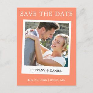 インスタントカメラスタイルの写真でSave The Date コーラル ポストカード