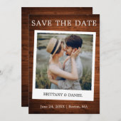 インスタントカメラスタイルカップルフォトウッド セーブザデート (正面/裏面)