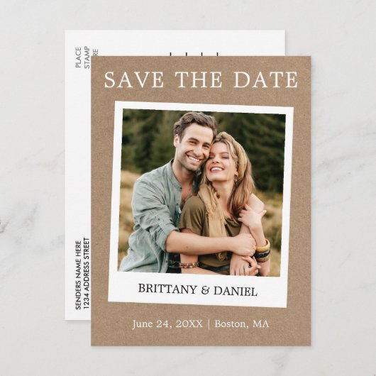 インスタントカメラスタイルフォトクラフト日付を保存 ポストカード (正面/裏面)