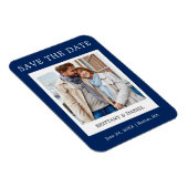 インスタントカメラスタイル写真Save The Date Blue マグネット (右側)