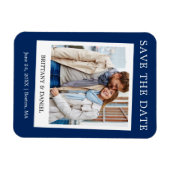 インスタントカメラスタイル写真Save The Date Blue マグネット (横)