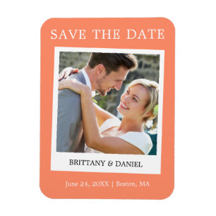 インスタントカメラスタイル写真Save The Date Coral マグネット