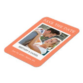 インスタントカメラスタイル写真Save The Date Coral マグネット (左側)