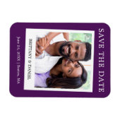 インスタントカメラスタイル写真Save The Date Purple マグネット (横)