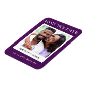 インスタントカメラスタイル写真Save The Date Purple マグネット (左側)