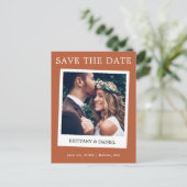 インスタントカメラスタイル日付の保存テラコッタ ポストカード (スタンド正面)