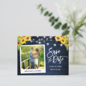 インスタントカメラブルーのヒマワリが日付を救う ポストカード (スタンド正面)