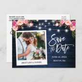 インスタントカメラブルーウッドピンクフローラ保存日 ポストカード (正面/裏面)