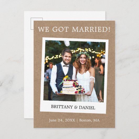 インスタントカメラ写真クラフ結婚トの発表 ポストカード (正面/裏面)