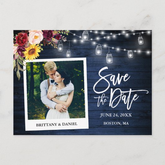 インスタントカメラ フラワージェイ ル ブルーウッド Save The Date ポストカード (正面)