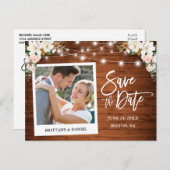 インスタントカメラ 木のマグノリア ローズ セーブ・ザ・デート ポストカード (正面/裏面)