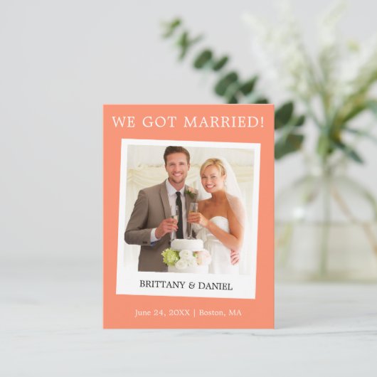 インスタントカメ結婚ラ写真の発表サンゴ ポストカード (スタンド正面)