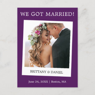 インスタントカメ結婚ラ写真の発表紫 ポストカード