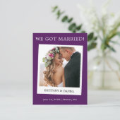 インスタントカメ結婚ラ写真の発表紫 ポストカード (スタンド正面)