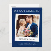 インスタントカメ結婚ラ写真の発表青 ポストカード (正面/裏面)