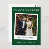 インスタントカメ結婚ラ写真の発表（緑） ポストカード (正面/裏面)