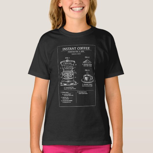 インスタントコーヒーの設計図イラスト Tシャツ (正面)