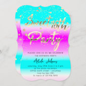 インスタントダウンロードバースデーパーティー金ゴールドOceanic Invite 招待状 (正面/裏面)