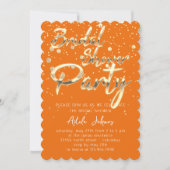インスタントダウンロードブライダルシャワーパーティーオレンジ色金ゴールド 招待状 (正面)