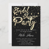 インスタントダウンロードブライダルシャワーパーティーブラック金ゴールド 招待状 (正面)