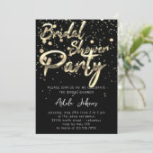 インスタントダウンロードブライダルシャワーパーティーブラック金ゴールド 招待状 (スタンド正面)