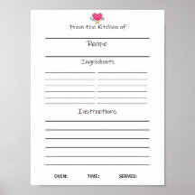 インスタントダウンロードレシピシートまたは