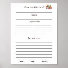 インスタントダウンロードレシピシートまたは ポスター
