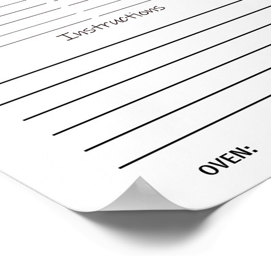 インスタントダウンロードレシピシートまたは ポスター (角)