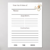 インスタントダウンロードレシピシートまたは ポスター (正面)