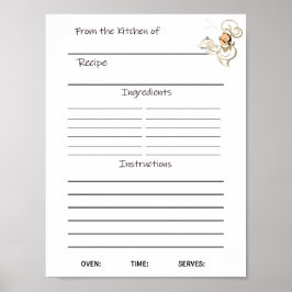 インスタントダウンロードレシピシートまたは ポスター