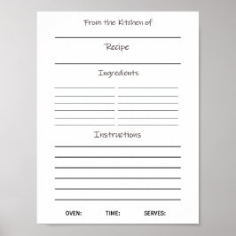 インスタントダウンロードレシピシート ポスター