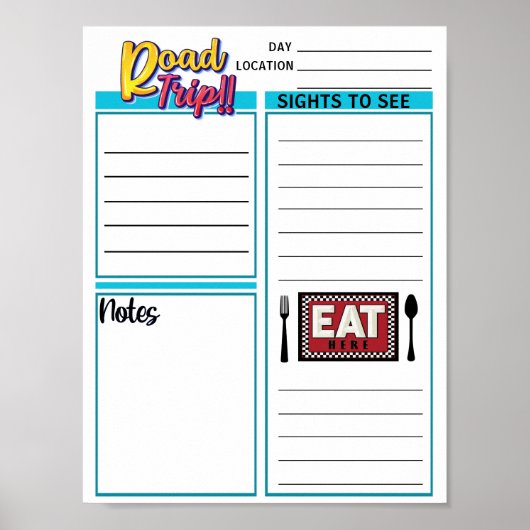 インスタントダウンロードロードトリップ毎日プランナー ポスター (正面)