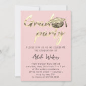 インスタントダウンロード卒業パーティー金ゴールドカップピンク 招待状 (正面)