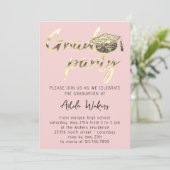 インスタントダウンロード卒業パーティー金ゴールドカップピンク 招待状 (スタンド正面)