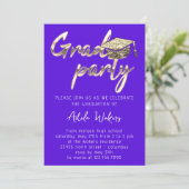 インスタントダウンロード卒業パーティー金ゴールドカップブルー 招待状 (スタンド正面)