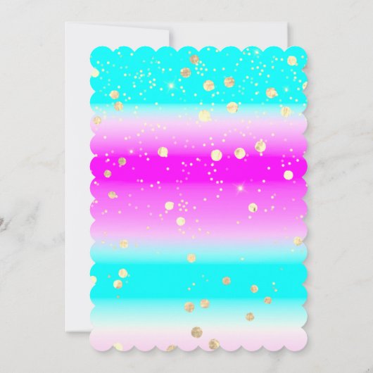 インスタントダウンロード大学院パーティー金ゴールドピンクブルー 招待状 (裏面)