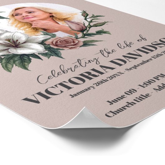 インスタントダウンロード花枠葬儀メディア ポスター (角)