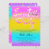 インスタントダウンロード誕生日パーティー金ゴールドピンキー 招待状 (正面/裏面)