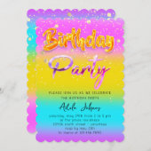 インスタントダウンロード誕生日パーティー金ゴールドピンク 招待状 (正面/裏面)
