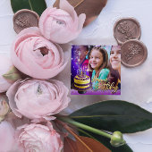 インスタントダウンロード誕生日紫金ゴールドフォトカード